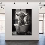 Highland COW BATHTUB Print Animal Canvas ART