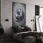 3d Silver Handprint CANVAS FIST Wall ART