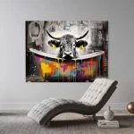 Funny Animal Cow in Bath Print CANVAS Wall Art